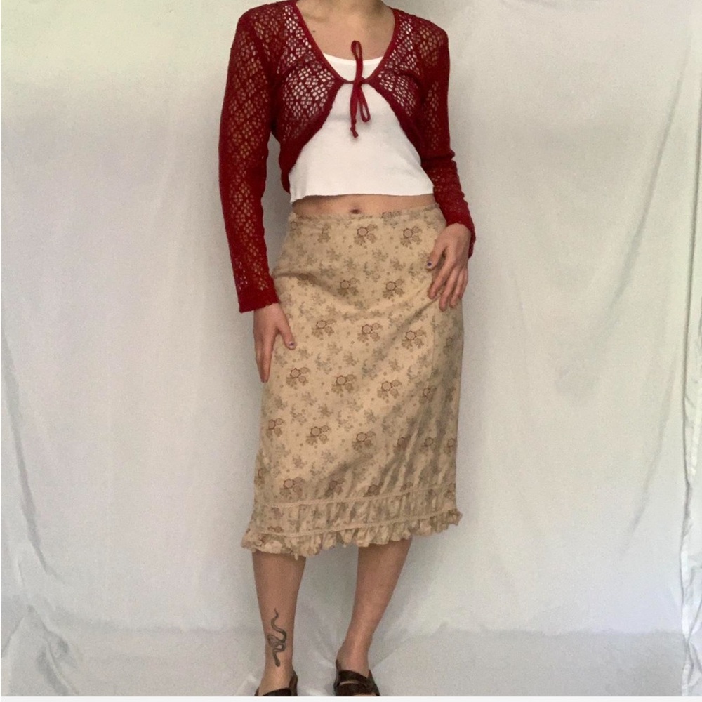 Vintage Floral Midi Skirt